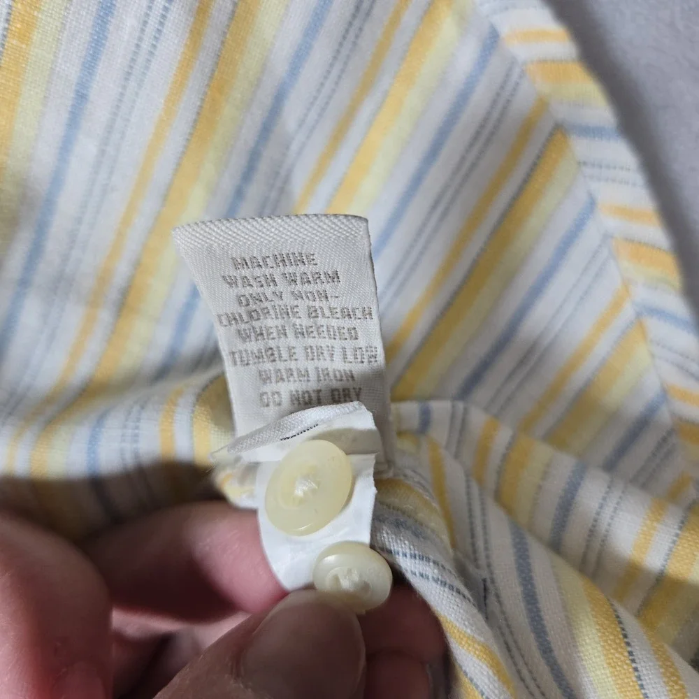 Banana Republic Shirt 100%‎ Size Medium Linen Button Front Casual Striped